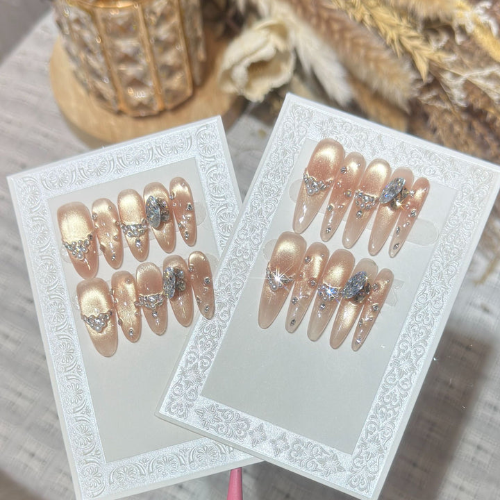 Elegant Stiletto Nail Art Set with Rhinestone and Glitter Detailing Kalsten