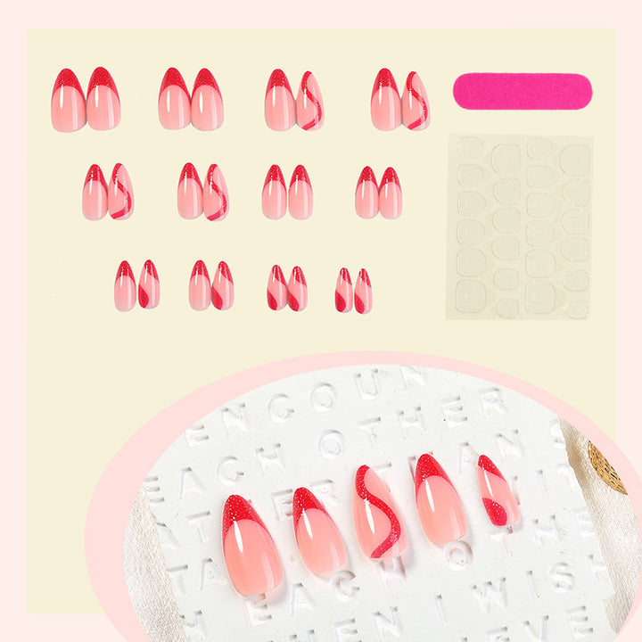 Acrylic nail set with modern tips and glitter accents Kalsten