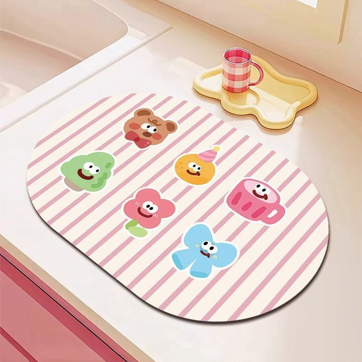 Cartoon Bear-Themed Kitchen Mat