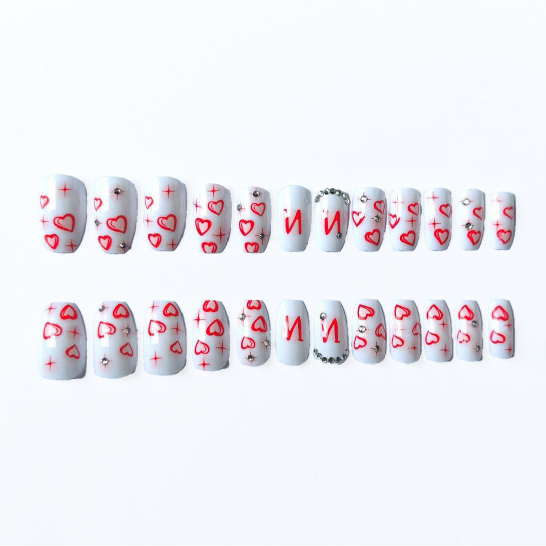 Artistic Heart and Gem Nail Art Set
