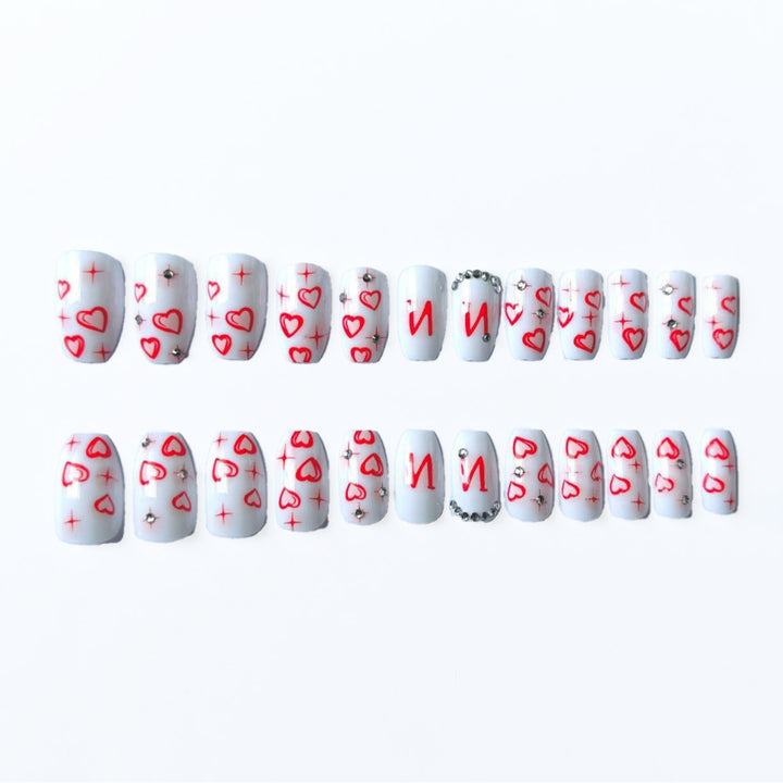 Artistic Heart and Gem Nail Art Set