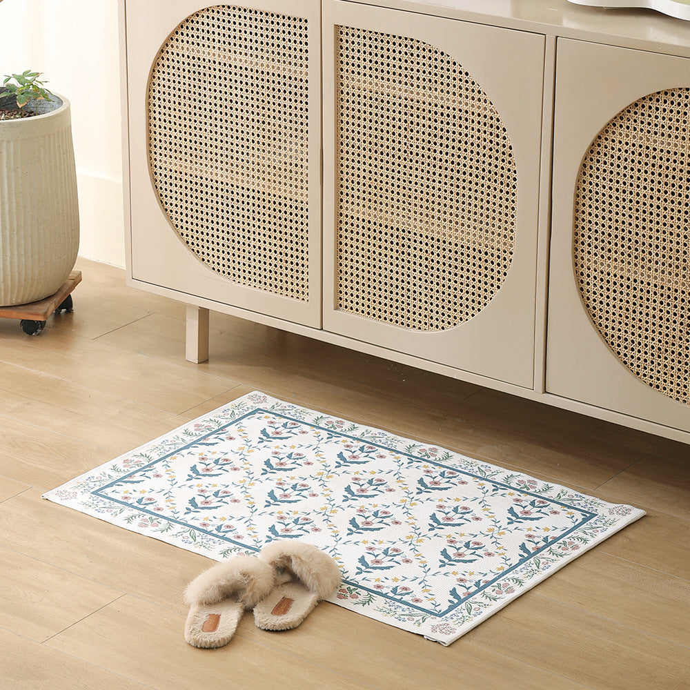 Woven cotton bath mat with floral allover jacquard pattern Kalsten