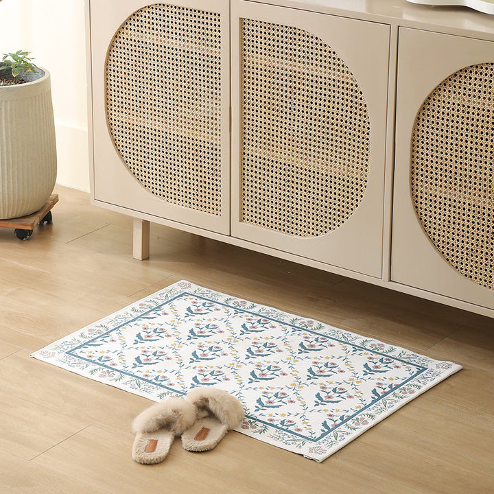 Woven cotton bath mat with floral allover jacquard pattern Kalsten