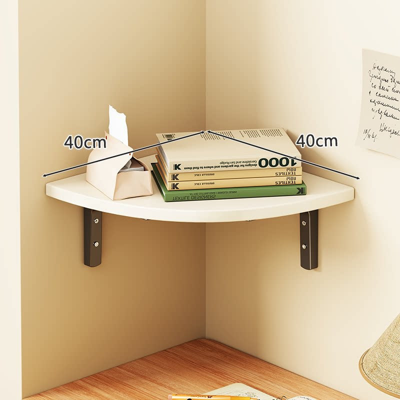 Triangular Floating Corner Shelf with Wood-Effect Surface & Heavy-Duty Metal Brackets