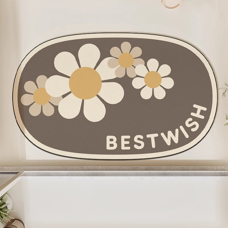 Oval Shaped Welcome Mat with Inspirational Quote