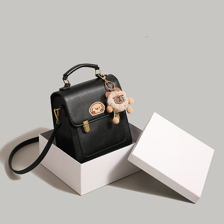 Playful Cartoon-Embroidered Satchel Bag Kalsten