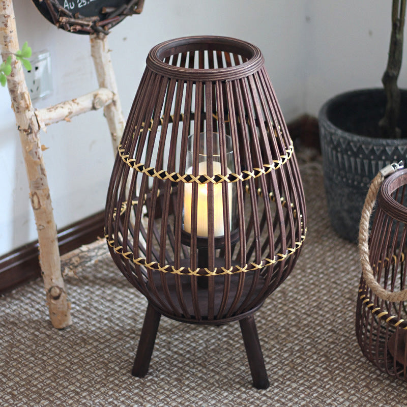 Rustic Rattan Lantern Kalsten