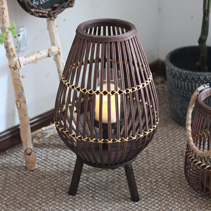Rustic Rattan Lantern Kalsten