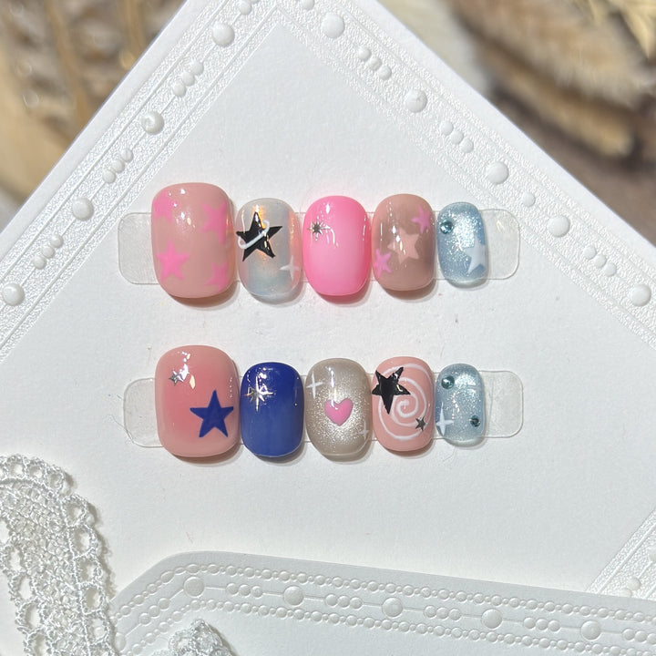 Decorative Nail Art Set with Star and Heart Accents Kalsten