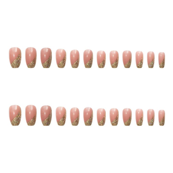 Glamorous artificial nail set with sparkling glitter and French tip Kalsten