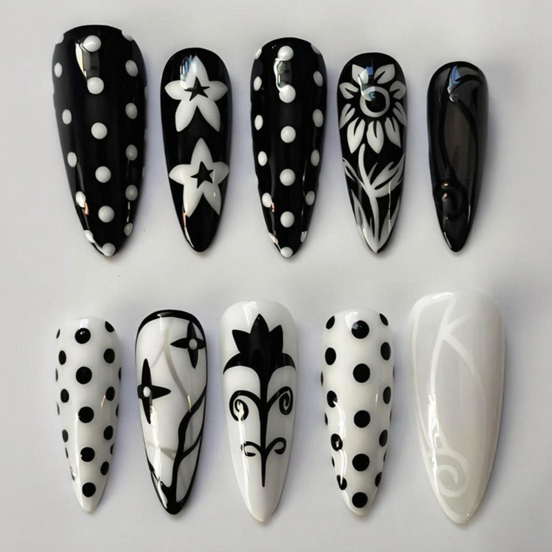 Acrylic Nail Set with Stylish Graphic Patterns Kalsten