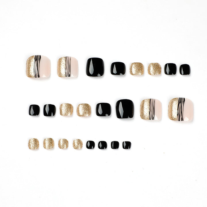 Exquisite toenail art with glitter and stripe design Kalsten