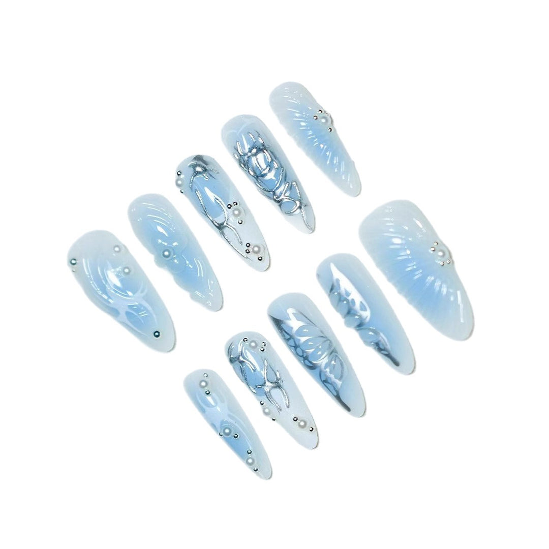 Artistic Floral and Metallic Press-On Nails Kalsten