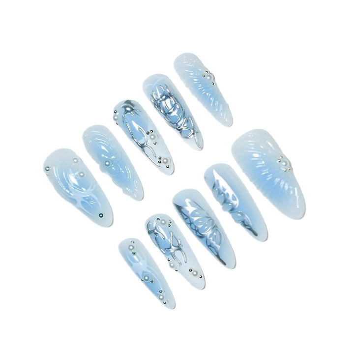 Artistic Floral and Metallic Press-On Nails Kalsten