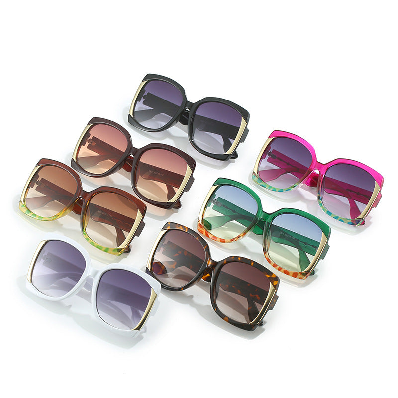 Oversized Tortoiseshell Sunglasses with Gold Accents Kalsten