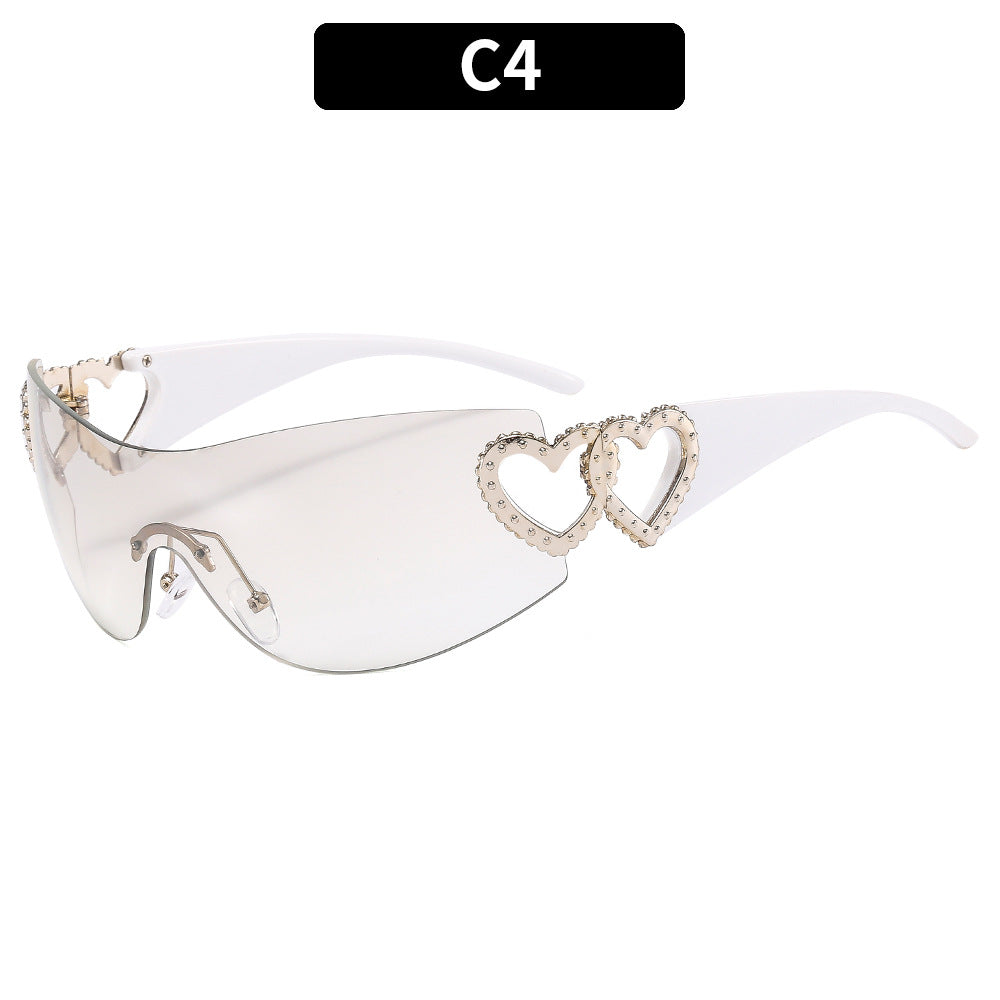 Heart-Detail Futuristic Sunglasses