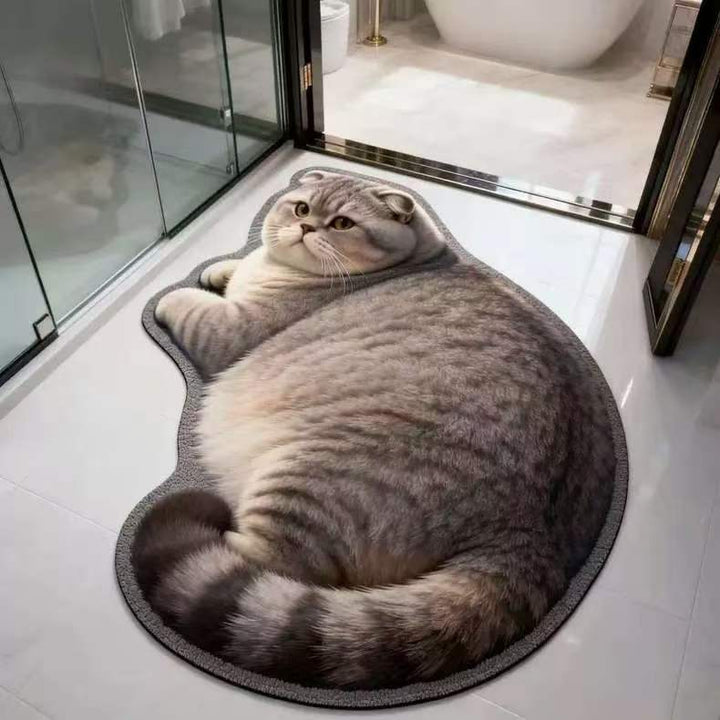 Plush Cat-Shaped Bath Mat