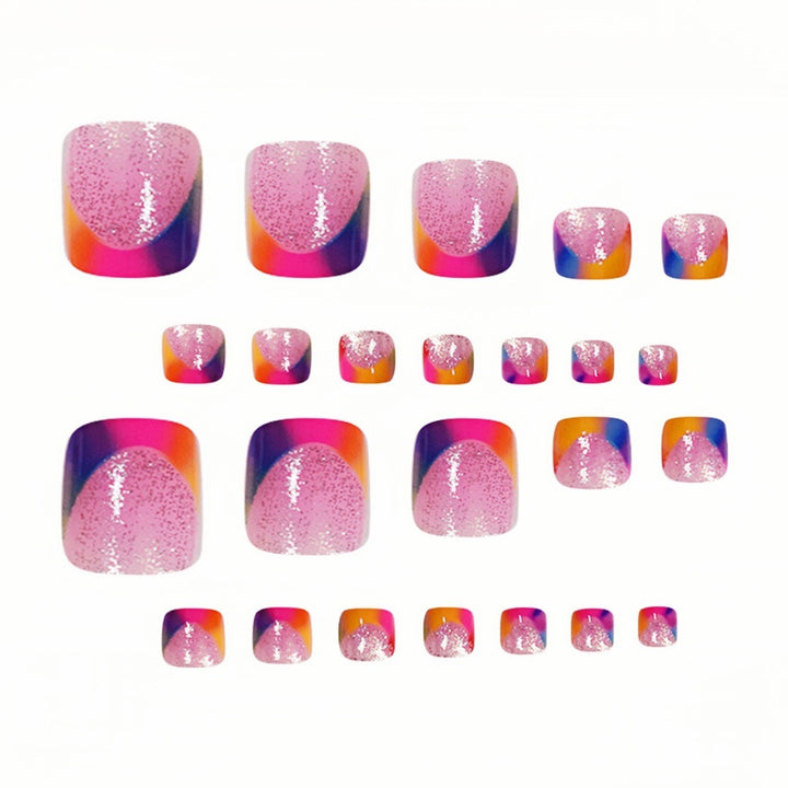 Vibrant Geometric Press-On Toe Nails Kalsten