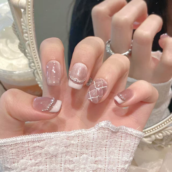 Elegant Pearled Press-On Nail Collection Kalsten