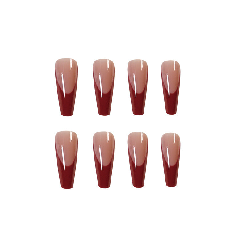 Elegant artificial nails with high-gloss finish and prominent French tip Kalsten
