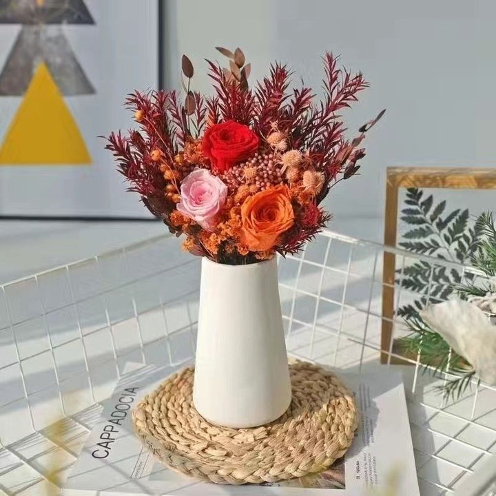 Elegant Dried Flower Bouquet with Decorative Vase