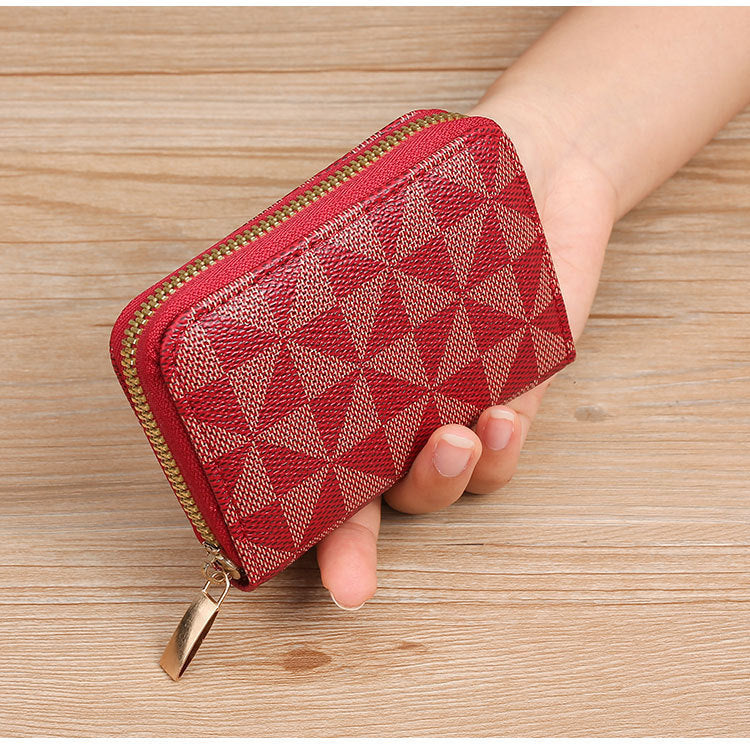 Geometric Patterned Zip Coin Pouch