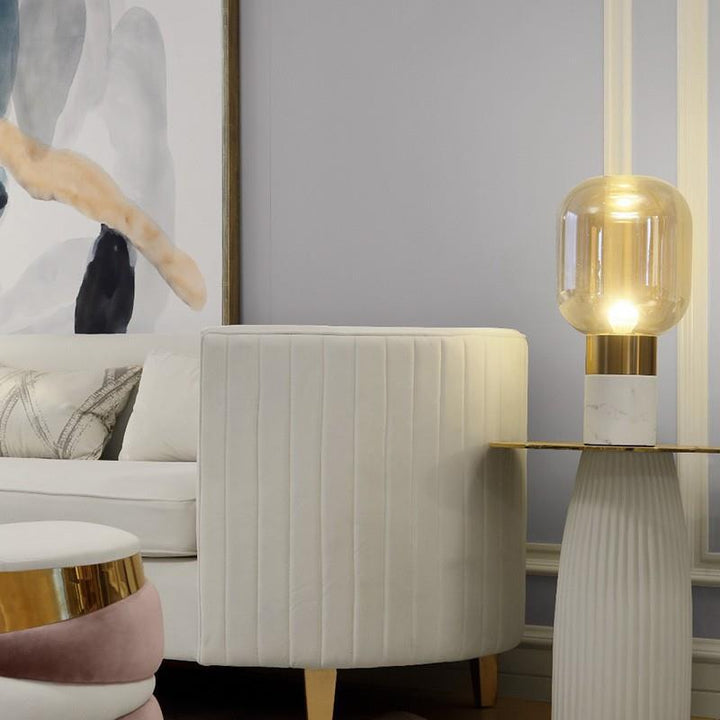 Contemporary Glass Table Lamp with Metallic Base