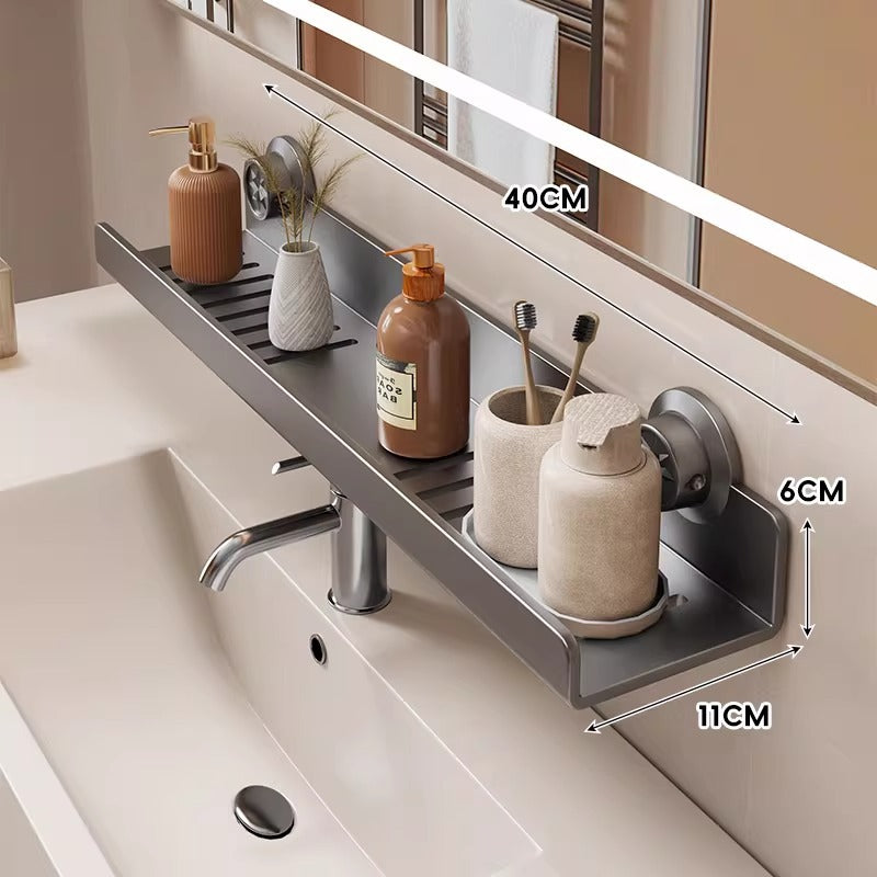 Slim Ventilated Suction-Mounted Bathroom Vanity Shelf