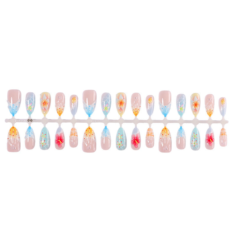 Artificial nail set with colorful floral and maritime designs Kalsten