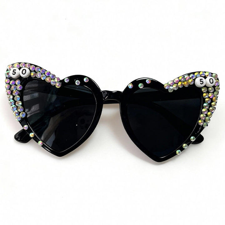 Heart-Shaped Rhinestone-Embellished Sunglasses Kalsten