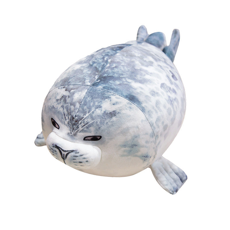 Oversized Round Seal Body Pillow with Weighted Core and Embroidered Anime Face Kalsten