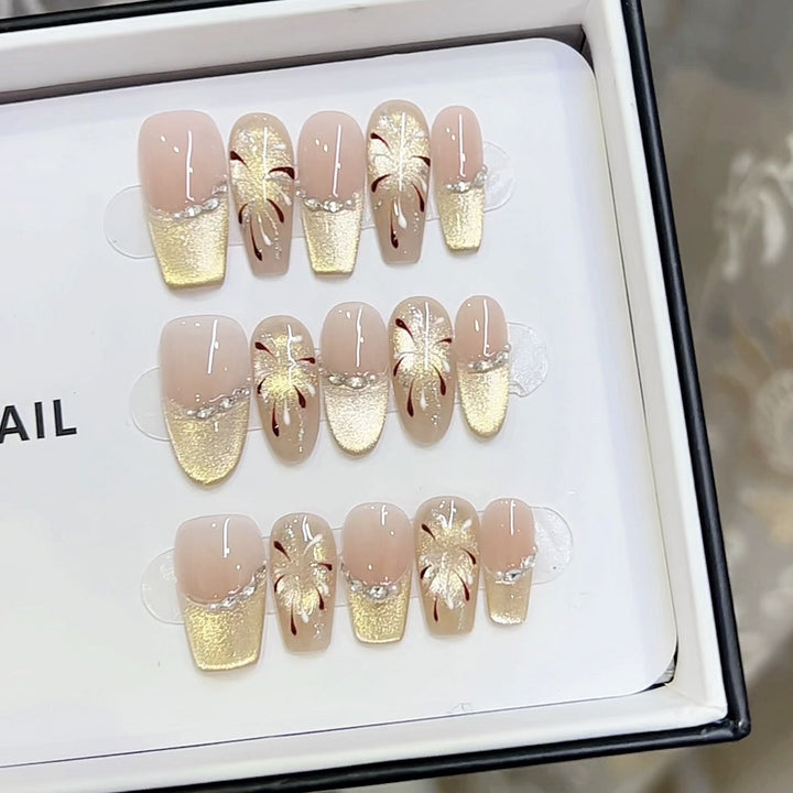 Artistic Floral Pattern Press-On Nail Set Kalsten