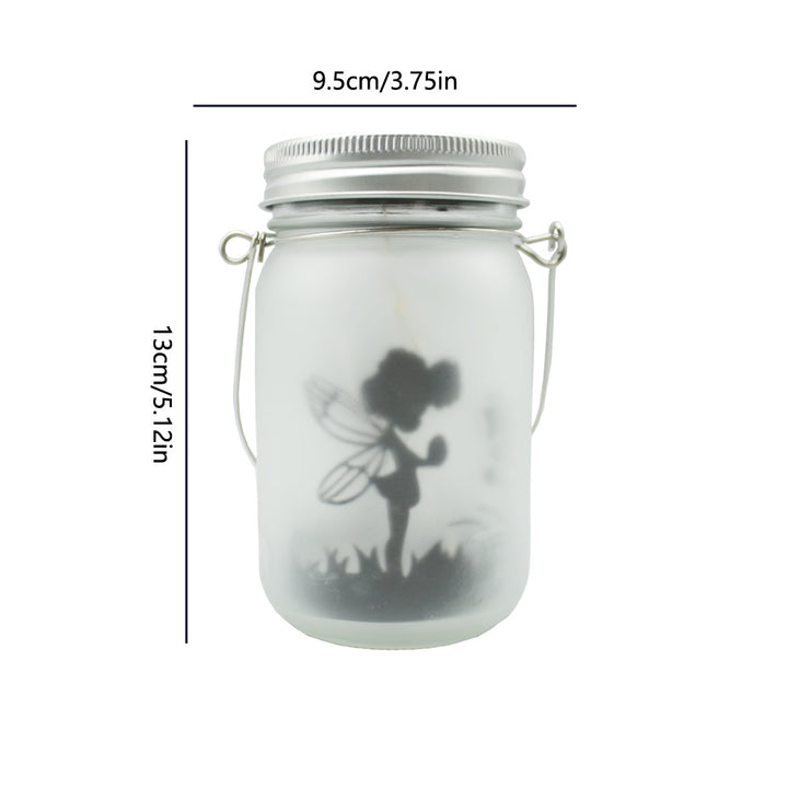 Hanging Frosted Mason Jar Solar LED Fairy Silhouette Lantern With Rope Handle And Dynamic LED String Kalsten