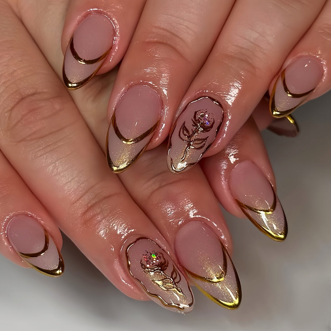 Elegant Floral Accent Press-On Nails Kalsten