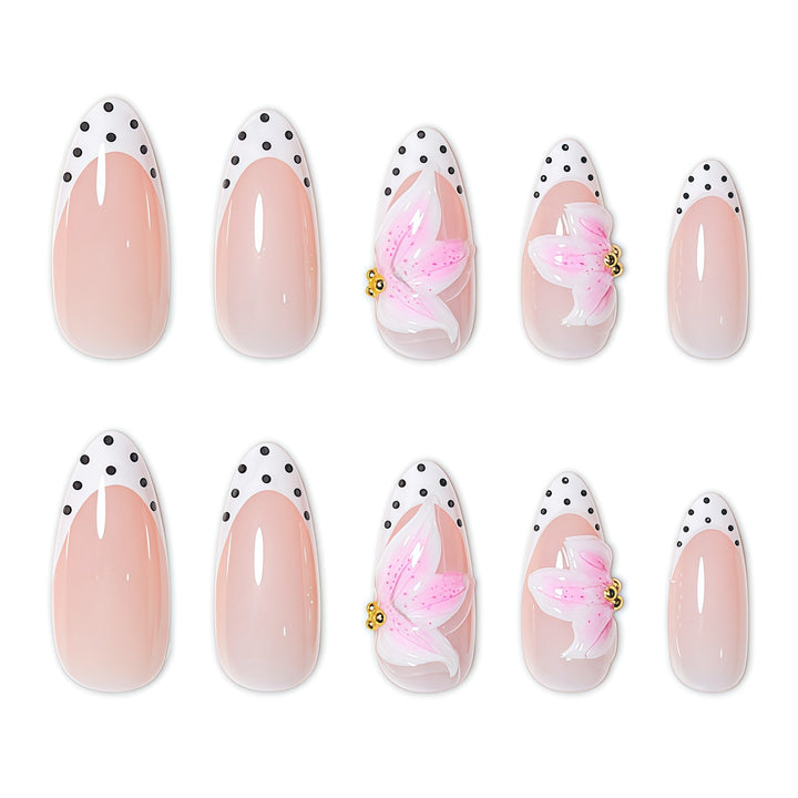 Artistic Floral and Polka Dot Press-On Nail Extensions Kalsten