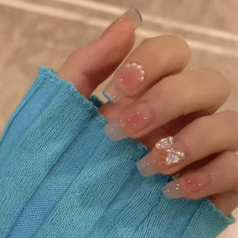 Glittery French Tip Press-On Nail Set Kalsten