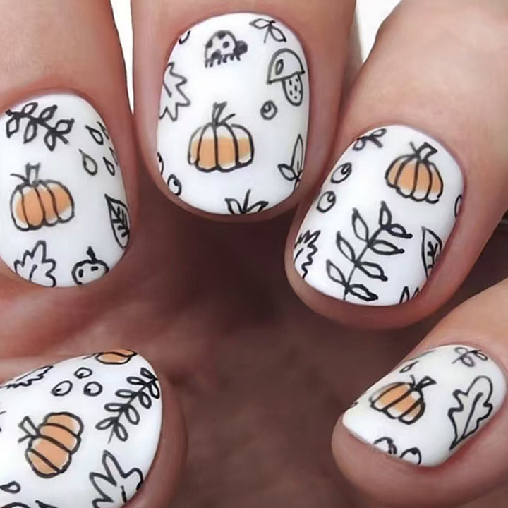 Seasonal Pumpkin-Themed Nail Art Kalsten