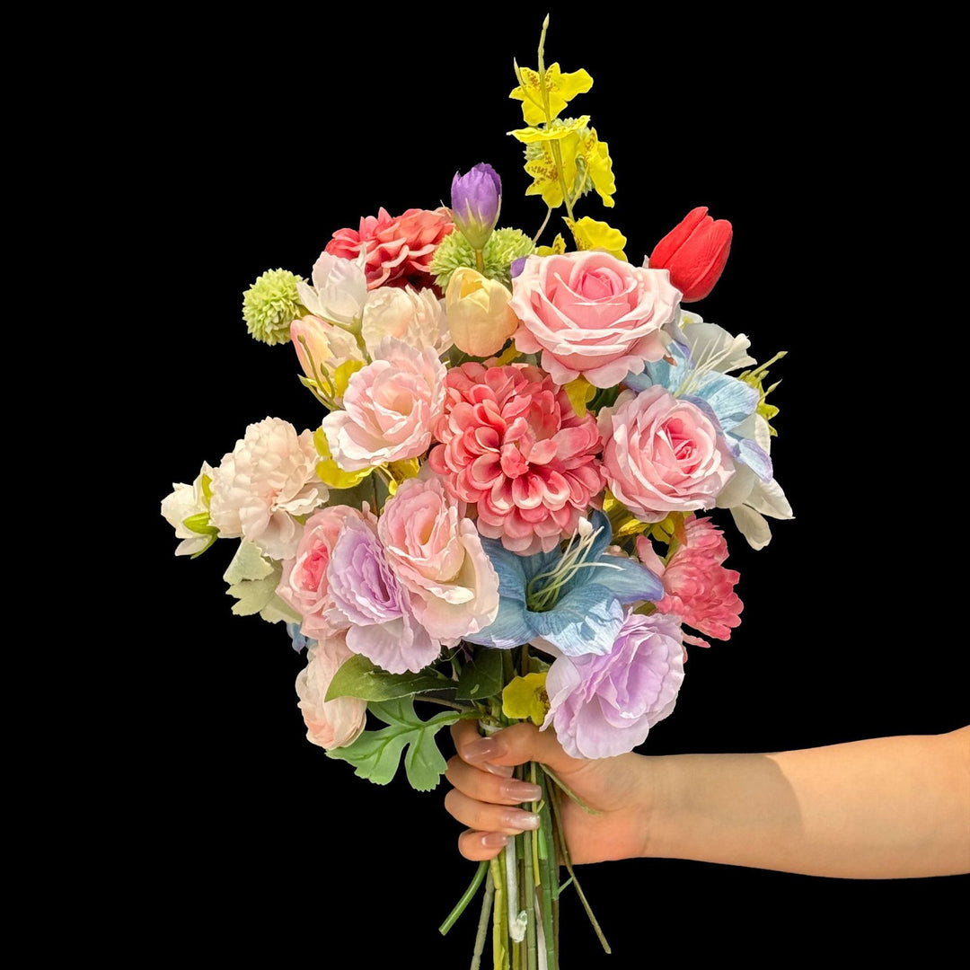 Lifelike Multi-Bloom Floral Bouquet