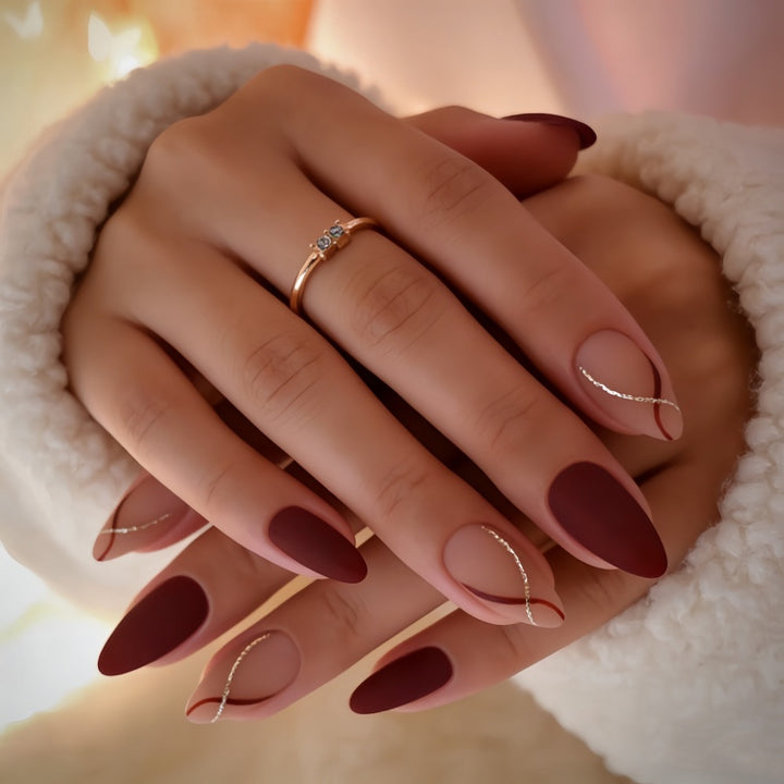 Elegant Press-On Nail Set with Stylish Textured Finish Kalsten