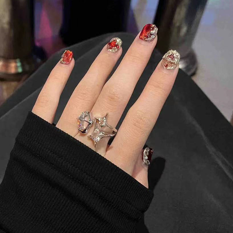 Glamorous Press-On Nail Set with Rhinestone Accents Kalsten