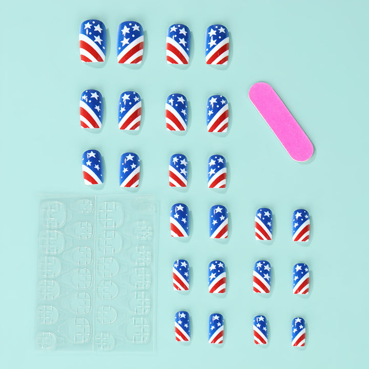 Artificial nails in patriotic stars and stripes design Kalsten