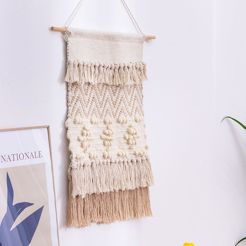 Woven wall hanging with relief stripes and long tassels Kalsten