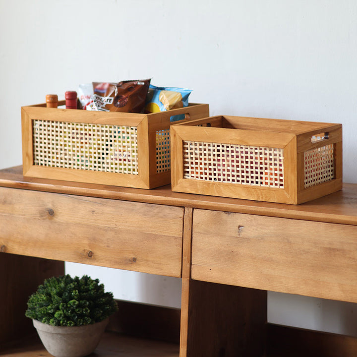 Storage basket made of natural wood Kalsten