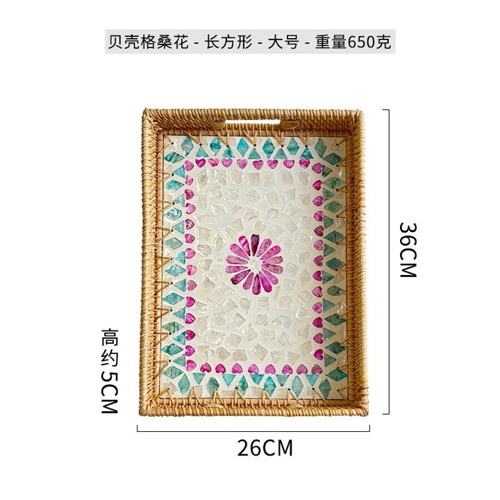 Women rectangular serving platter with handmade mosaic Kalsten