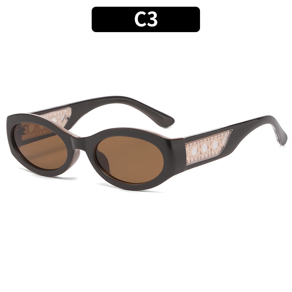 Fashionable Retro Oval Frame Sunglasses
