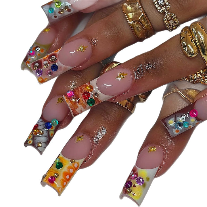 Stylish artificial nails with sparkling accents Kalsten