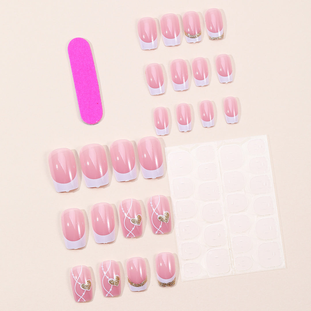 Elegant Heart-Themed Acrylic Nail Art Kalsten