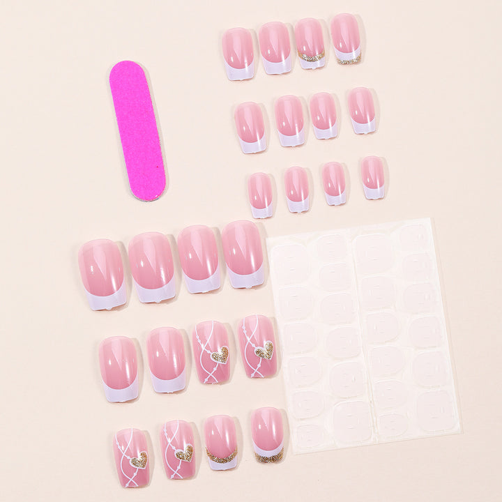 Elegant Heart-Themed Acrylic Nail Art Kalsten