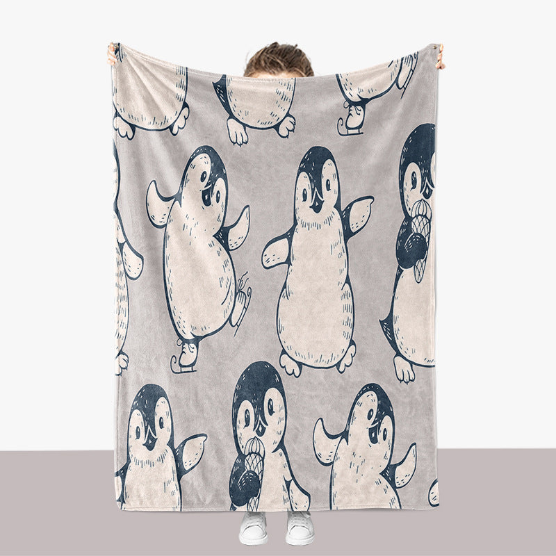Penguin-Themed Plush Throw Blanket