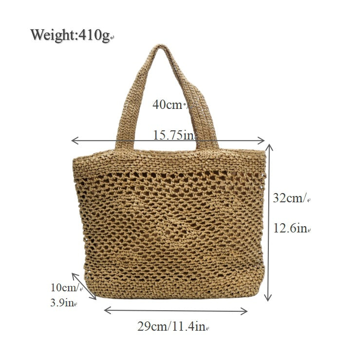 Large macrame bag with leather accents Kalsten